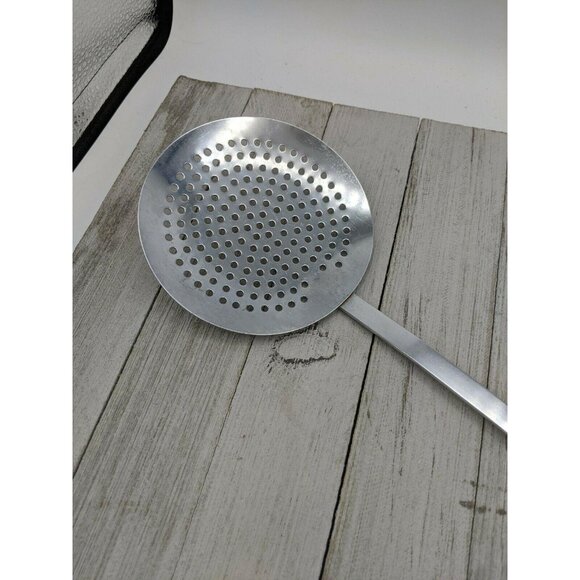 Round Skimmer Drainer Strainer Almond Handle Chrome Plated 13 1/2" - Picture 3 of 6